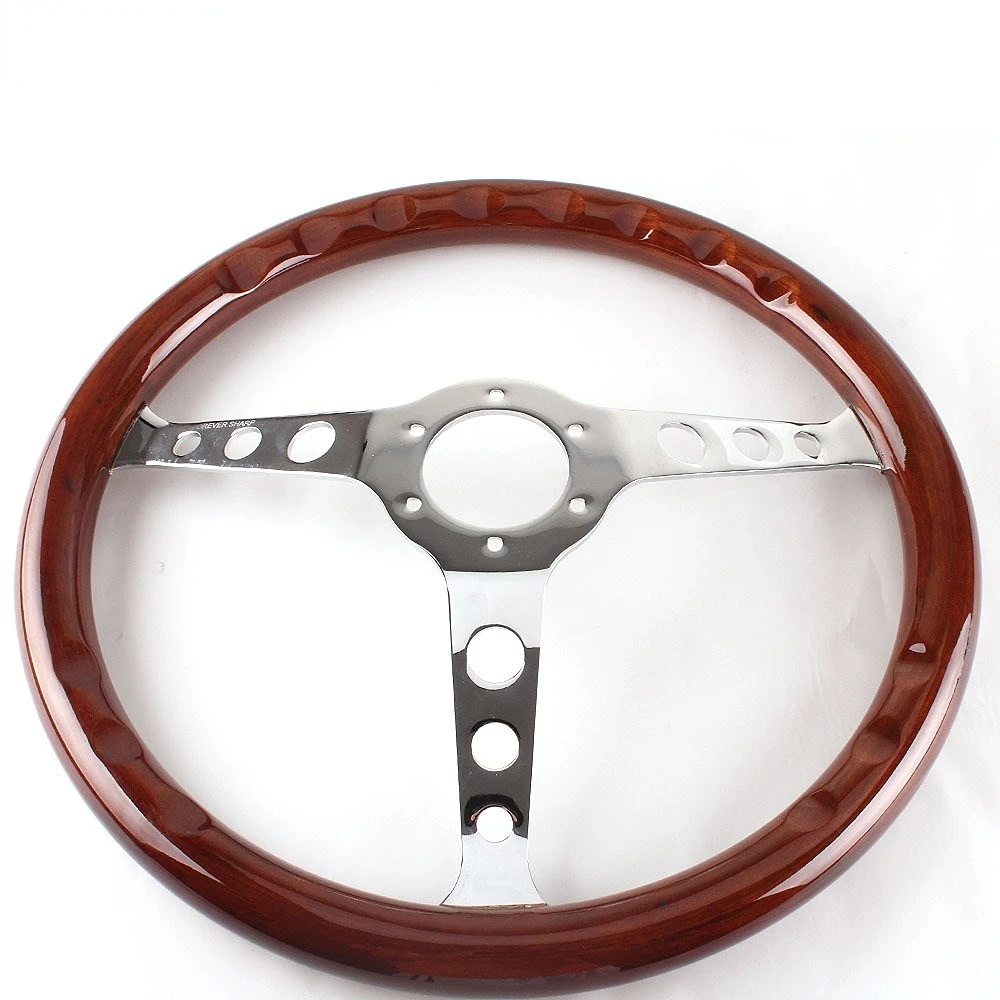 

380mm 15" Inch Steering Wheel with Horn Button Kit Universal Copy wood Aluminum Car Auto Racing Sport Steering Wheel Accessories