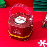 octagonal candy box christmas snowman santa paper box with handle candle cookie candy little gift packaging party favors decor