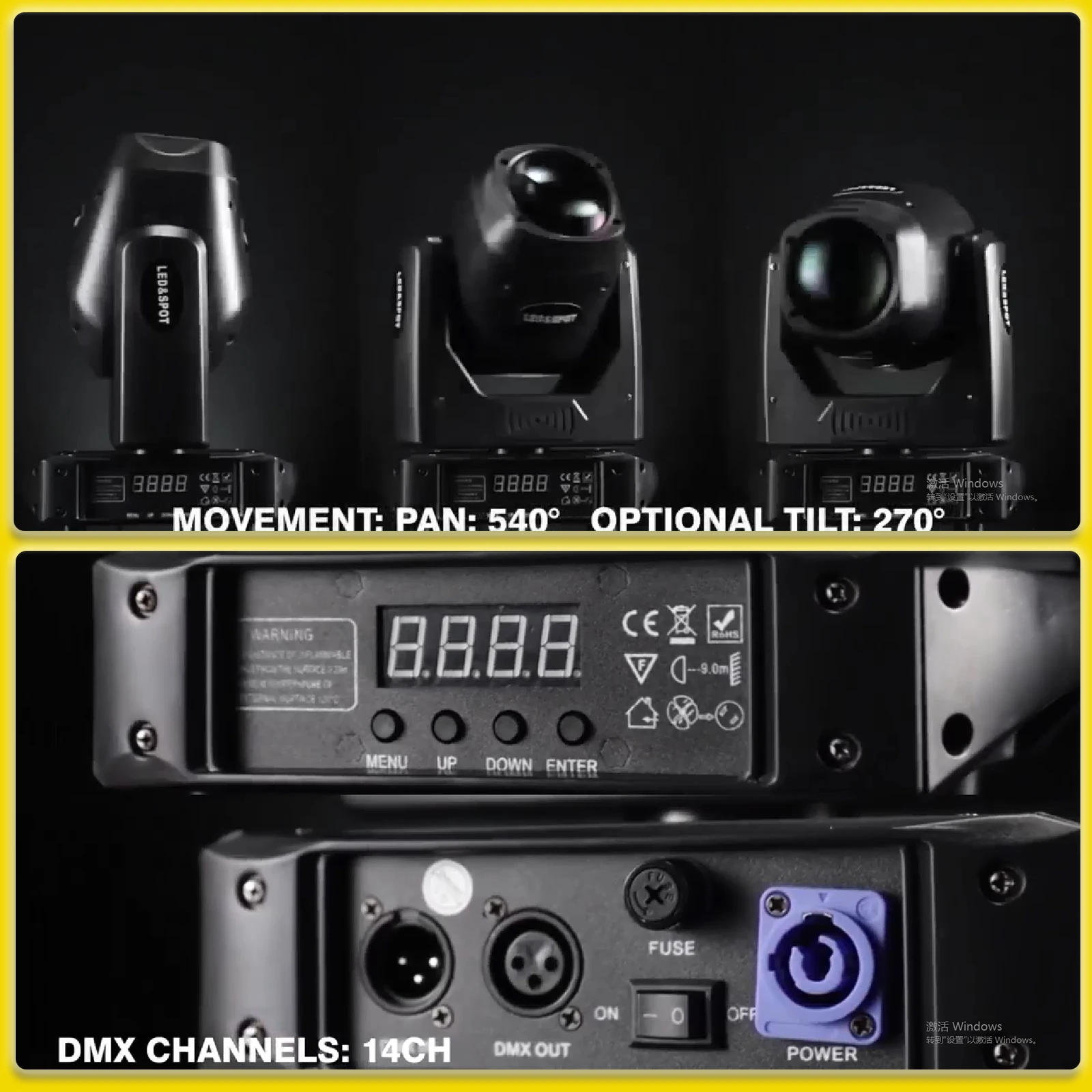 180 Вт CREE Светодиодный сценический светильник 3 ° Луч DMX512 7 цветов и узоры 540 /270