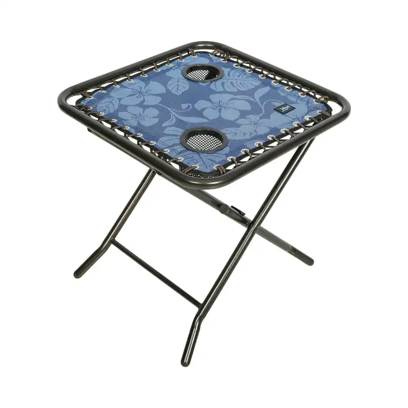 

Square Side Table W/ 2 Built-in Cup Holders, 20-in. Surface (Blue Flowers)