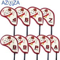 9pcs golf iron head covers set headcover fit all brands waterproof pu leather luck cat golf iron headcover 4 9 p s a