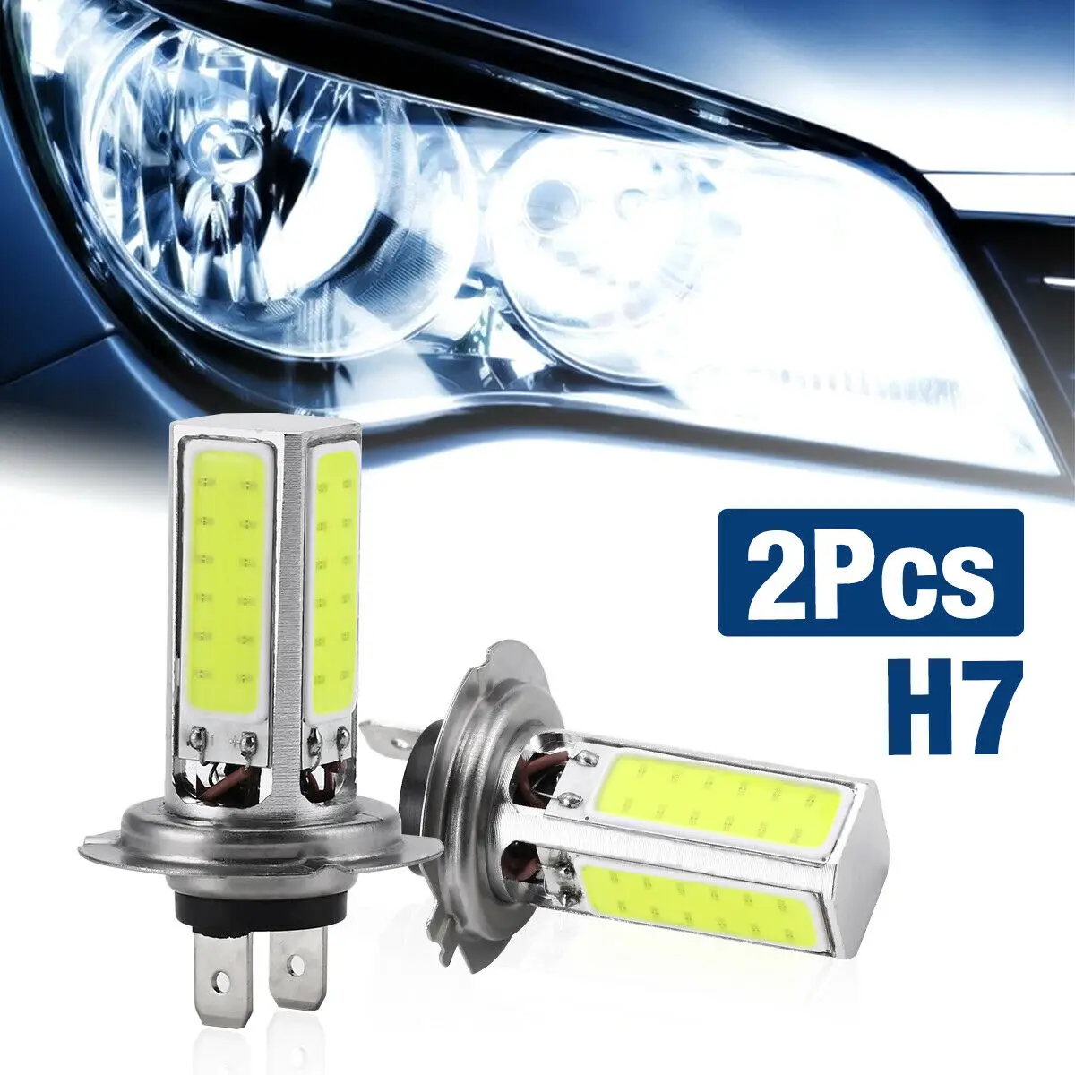 2x H7 COB LED Headlight Bulbs Kit Fog Light High Low Beam Super Bright White DRL H4 H8 H9 H11 9005 9006 Lamps For Car 12V 6000K