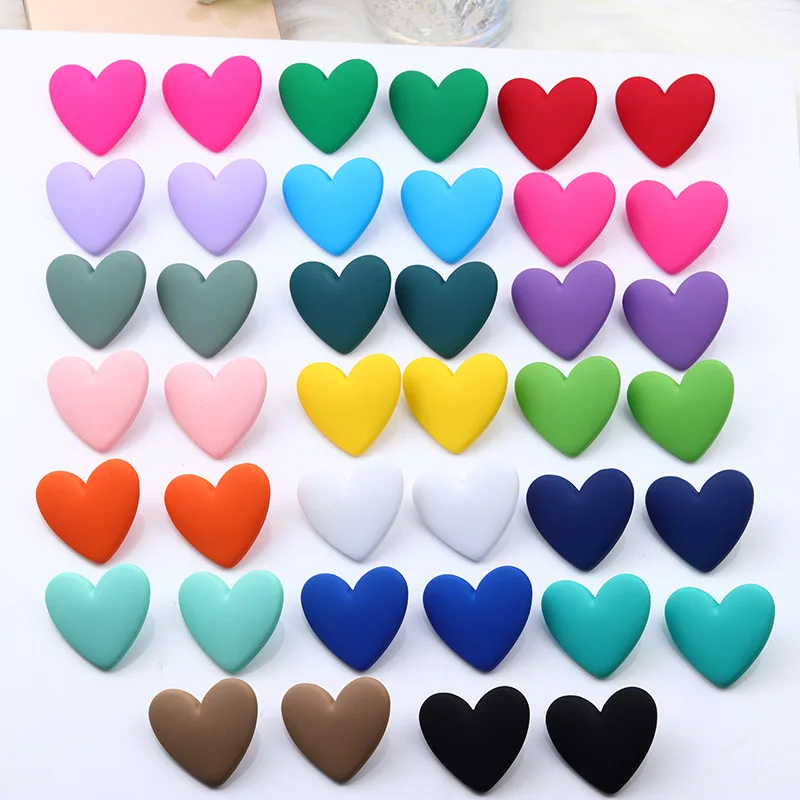 

20 Colors Spray Painted Heart Earrings Simple Fashion Acrylic Personality Candy Earrings for Women New 2022 Good Quality