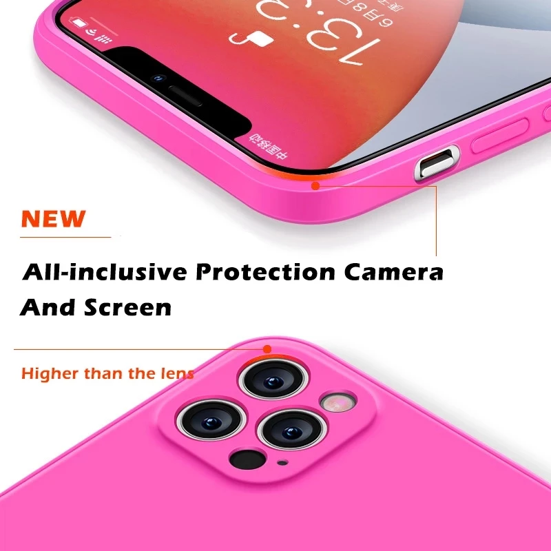 Soft Square Liquid  Silicone Case For iPhone 14 11 13 12 Pro Max Mini Plus X XR XS Max 7 8 SE 2022 Protective Back Cover Shell