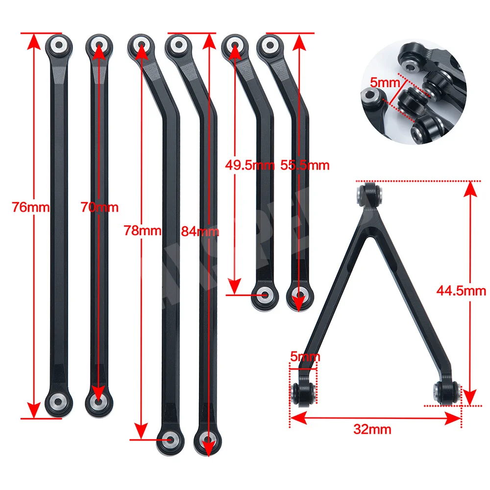 Продажа AXSPEED CNC алюминий с высокой очисткой, набор звеньев шасси для Axial SCX24 AXI00005 JEEP Gladiator 1/24 RC Гусеничный автомобиль, грузовик, запчасти