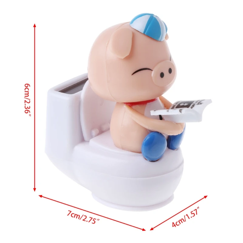 Свинка на солнечной батарее сидящая унитазе украшение для автомобиля детская