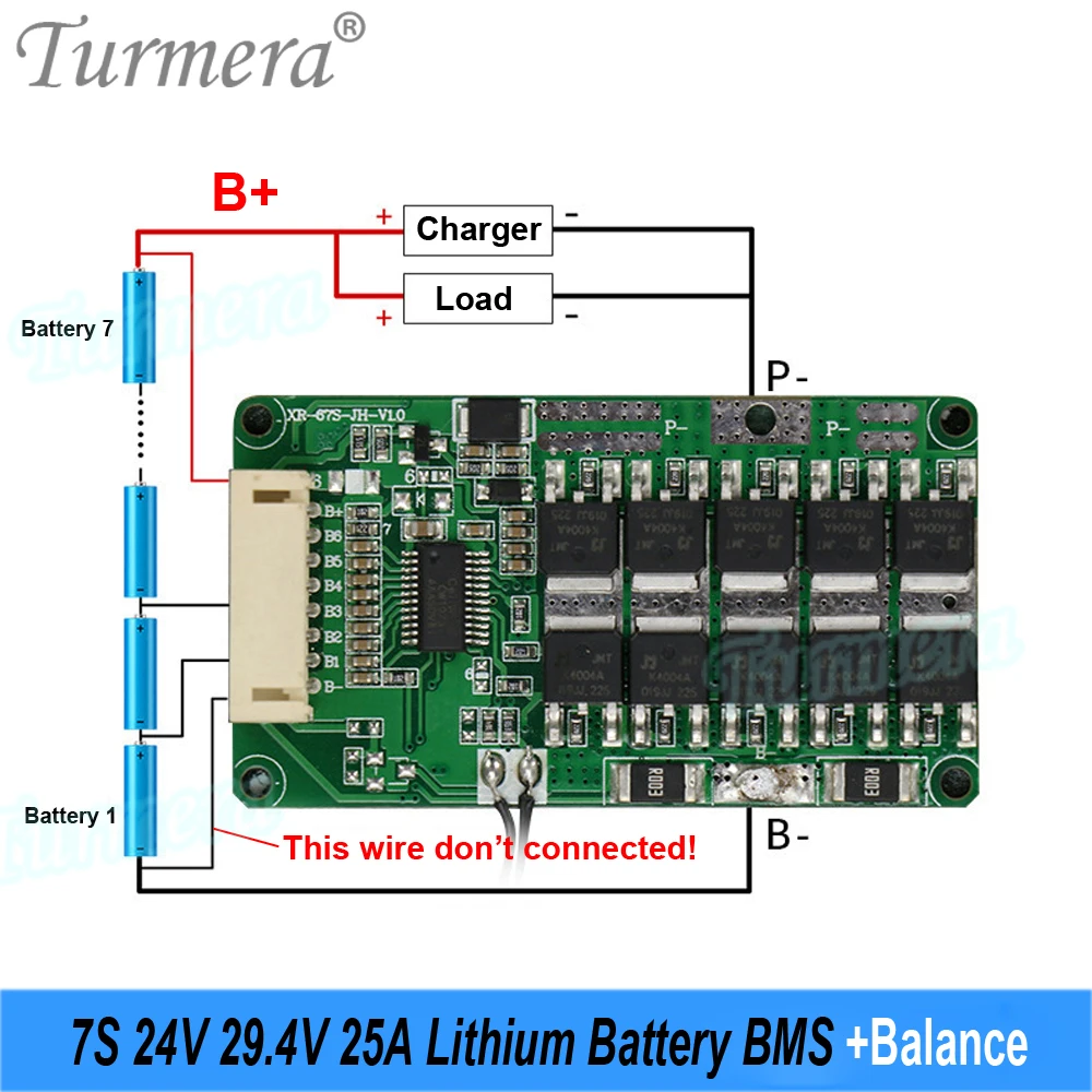 Turmera 24V 29.4V Battery Storage Box 18650 7S3P Holder 25A Balance BMS Welding Nickel Use in Electric Bike or Replace Lead-Acid