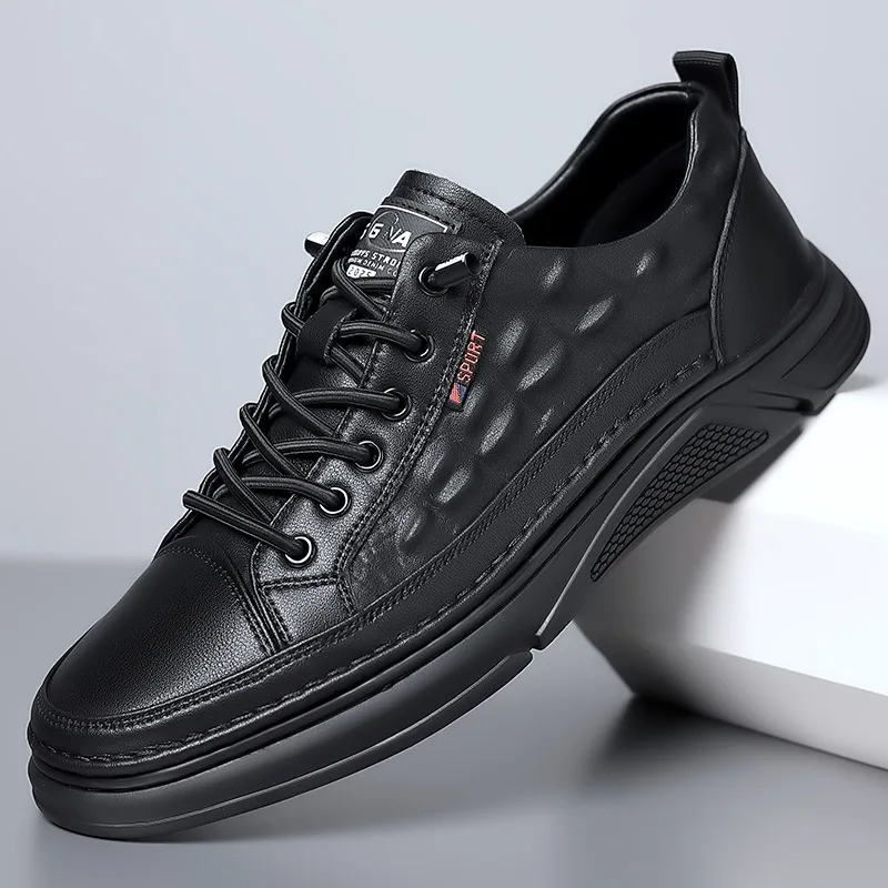 

Men Genuine Leather Casual Shoes for Man White Alligator Print Casual Flat Skateboard Shoes Youth Street Trend Man Sneakers