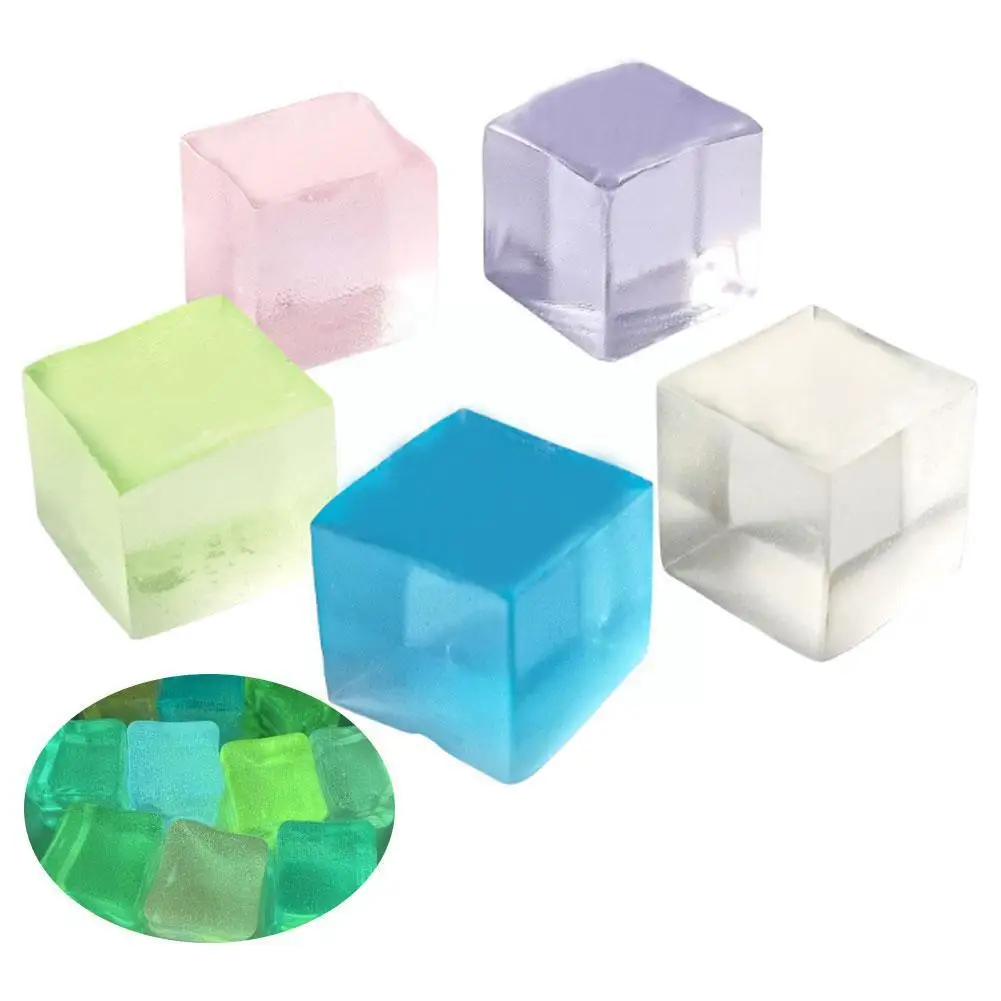 

New Luminous 3d Ice Cube Elastic Ball Pinch Vent Ball Stress Reliever Toys For Kids Squeeze Slow Decompression Squishy Toys G6u9