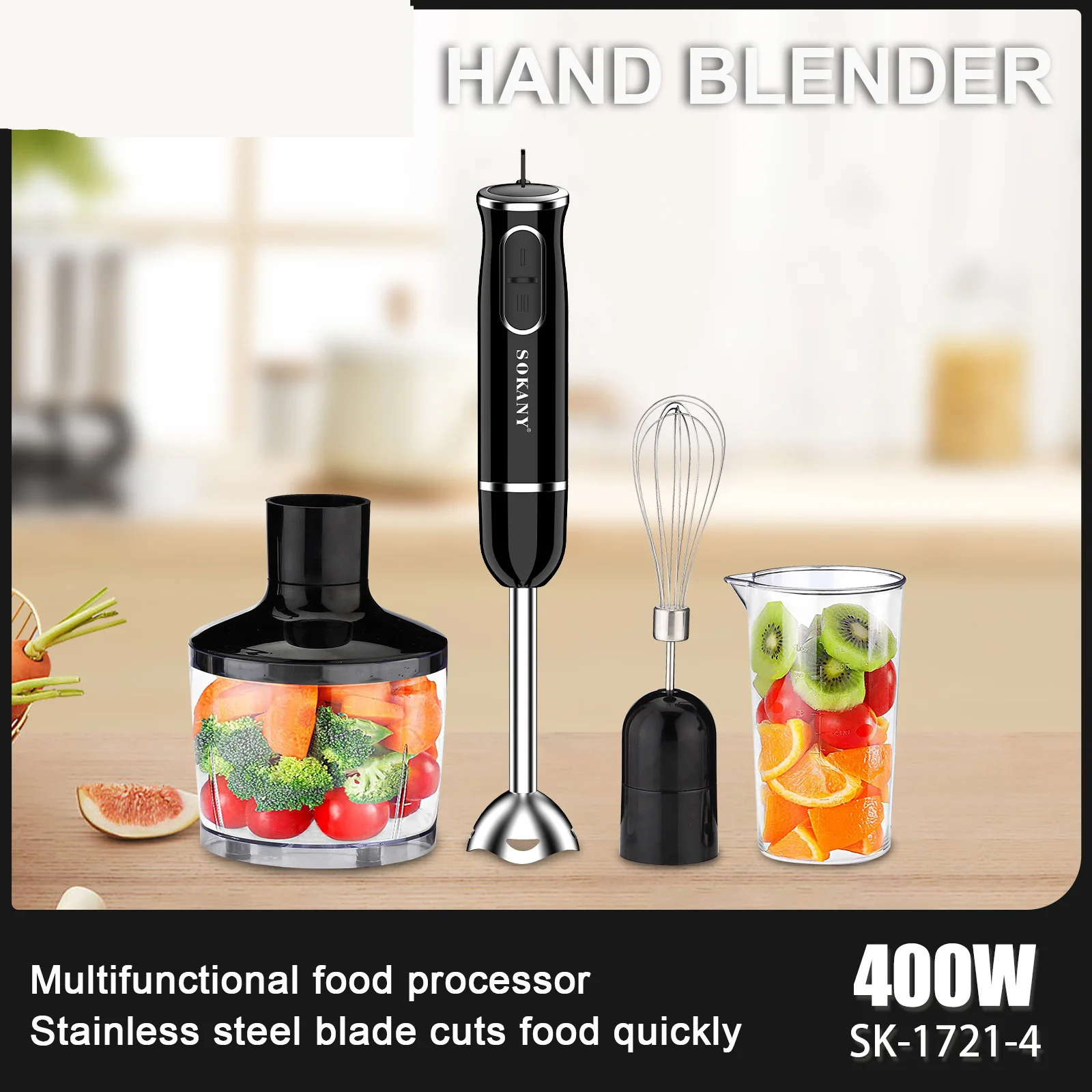 Electric Handheld Blender 2-Speed with Turbo Mode, Immersion