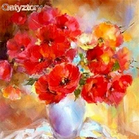 gatyztory 60x75cm frame diy painting by numbers kits red flowers abstract modern home wall art picture flowers paint by numbers