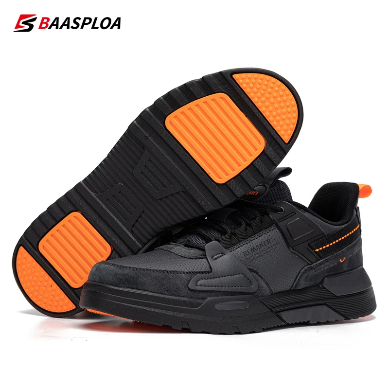 Baasploa 2022 Autumn New Leather Men's Running Shoes Comfortable Men Walking Sneaker Lightweight Waterproof Non-slip Male Shoes