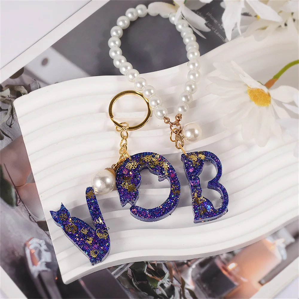 Cat Shaped Letter Pendants Silicone Mold Set Epoxy Resin Irregular Keychain Earring Pendant DIY Crafts Casting Tool Resin Mould