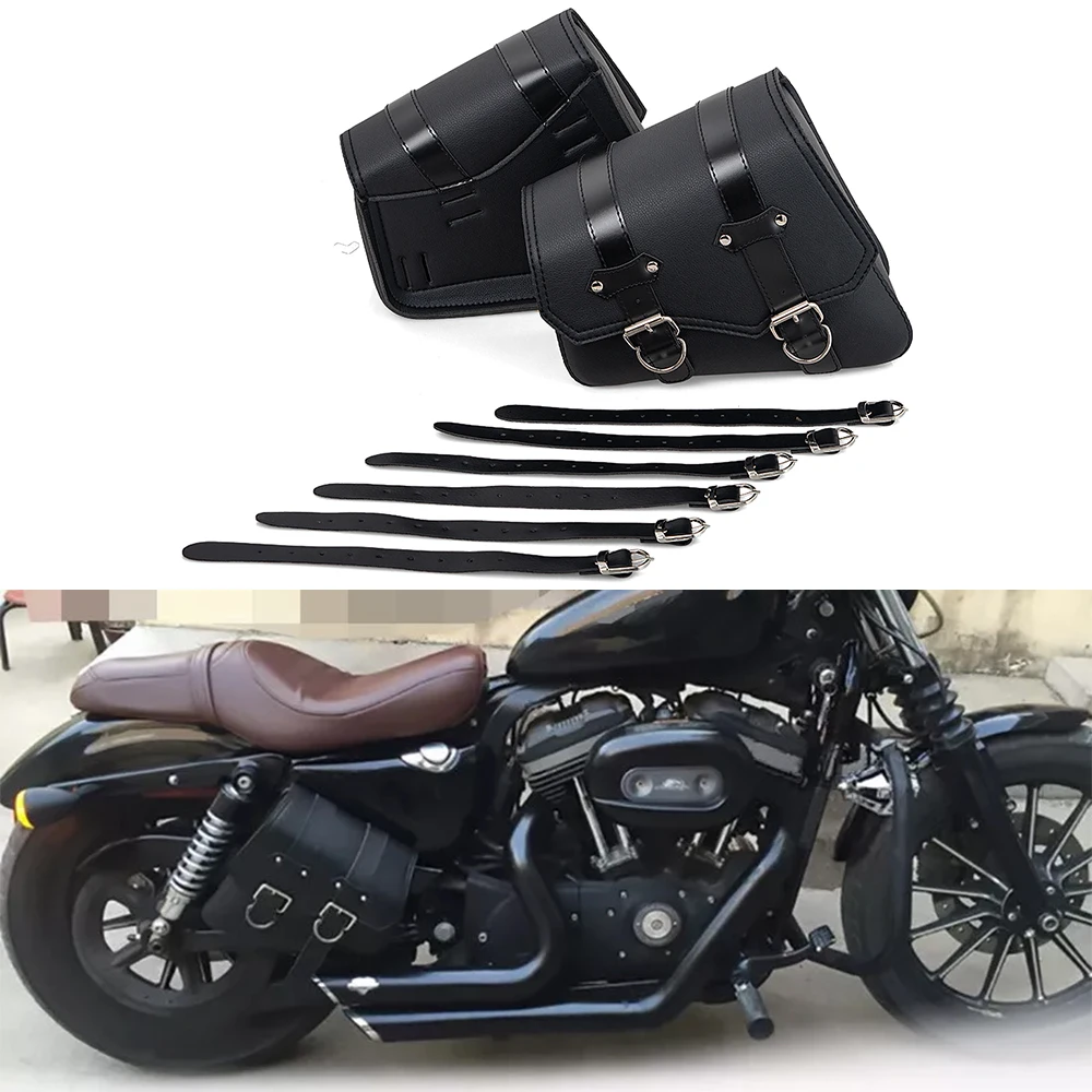 Мотоциклетные сиденья боковая сумка черный чемодан из ПУ для Honda Shadow Rebel Kawasaki Vulcan