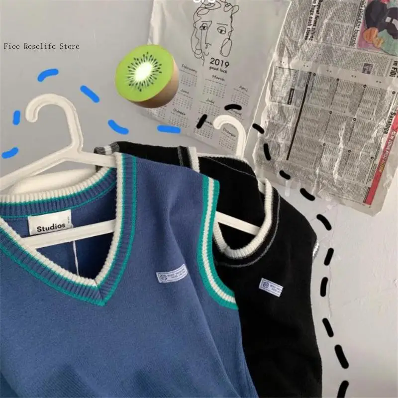 Весна-осень v-образный вырез вязаный свободный мужской