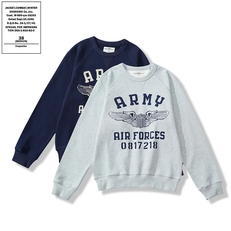 OKONKWO ретро АРМИЯ в стиле милитари с рукавами реглан мужская толстовка цвета хаки
