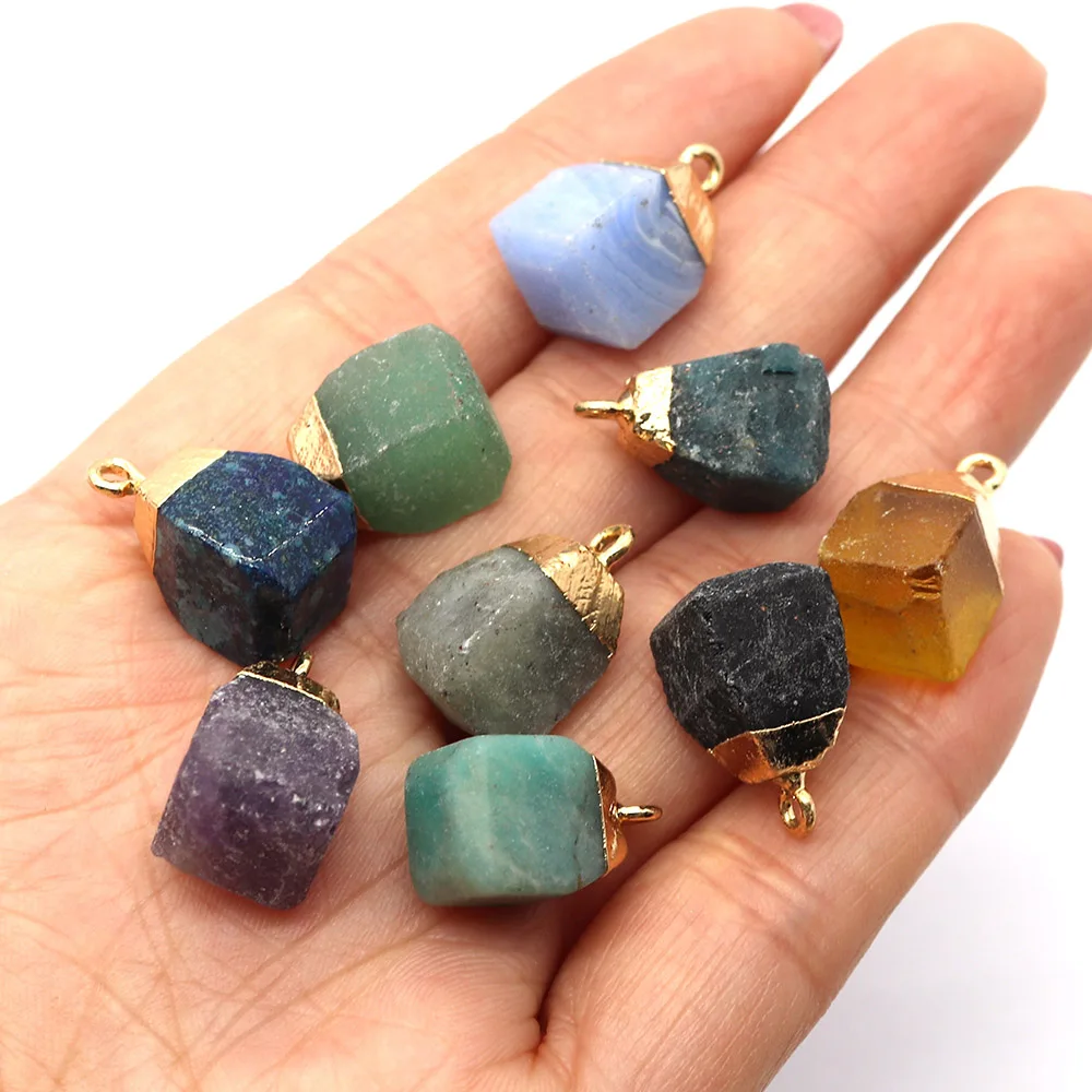 

Natural Stone Fashion Square 15x20mm Small Pendant Frosted Pink Crystal For DIY Jewelry Earrings Necklaces Bracelets Accessories