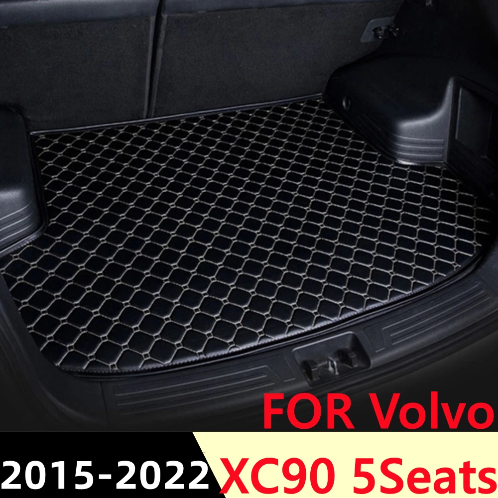 

Коврик для багажника автомобиля для Volvo XC90, 5 сидений, 2015-2022, плоский боковой водонепроницаемый задний коврик для груза, коврик, автомобильны...