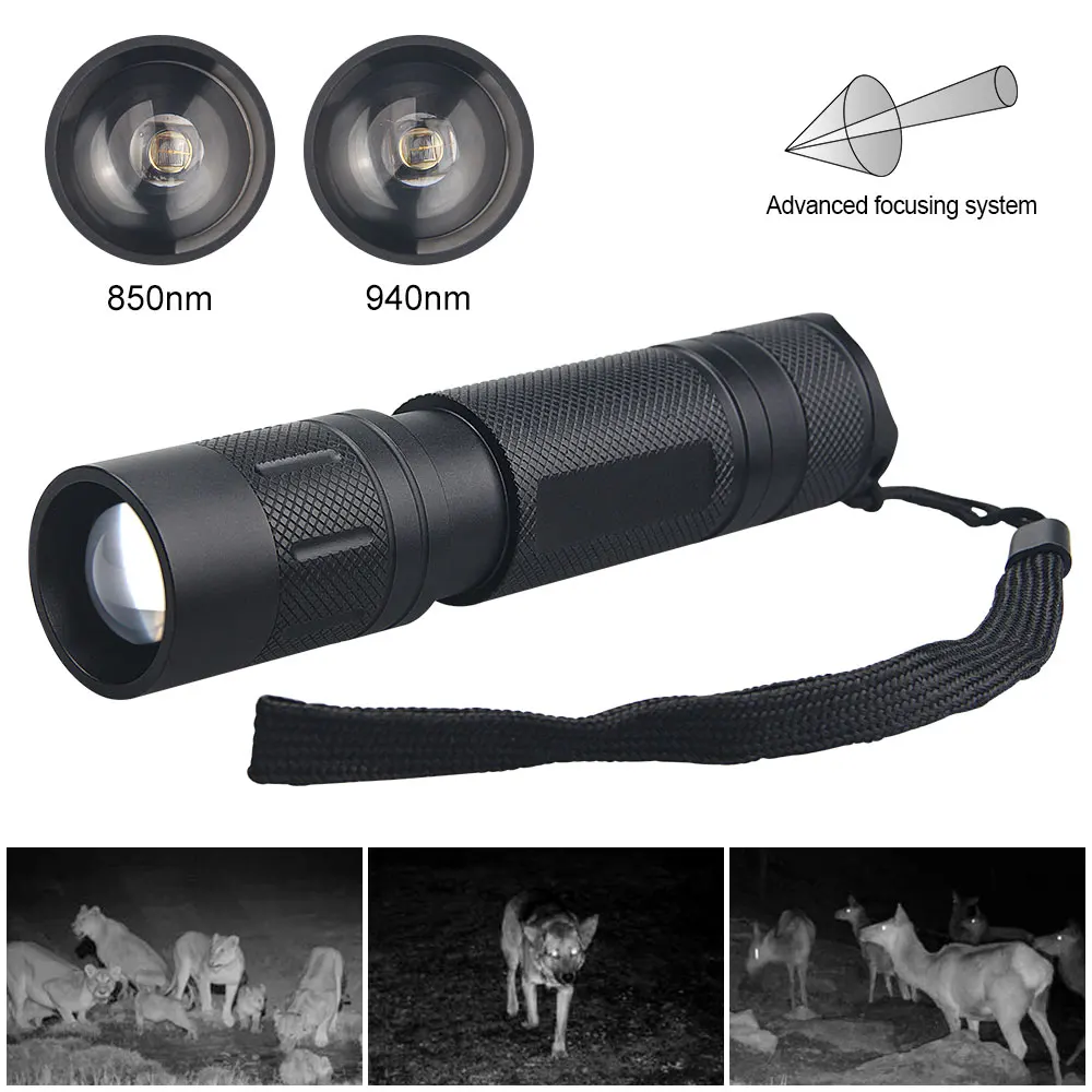 

5W Infrared LED Flashlight Adjustable Focuse Zoomable IR 850NM 940nm Torch Infrared Radiation Weapon Light Night Vision Devices