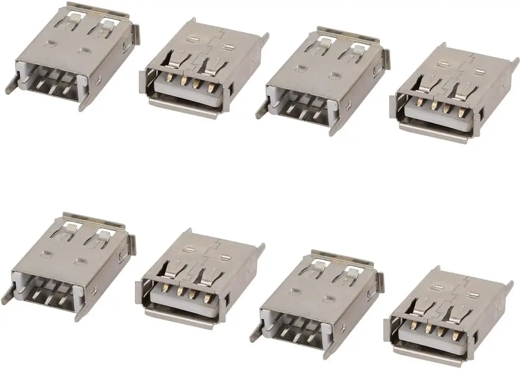 

8 Pcs USB 2.0 A Type Female Straight PCB Mount Jack Socket Connector
