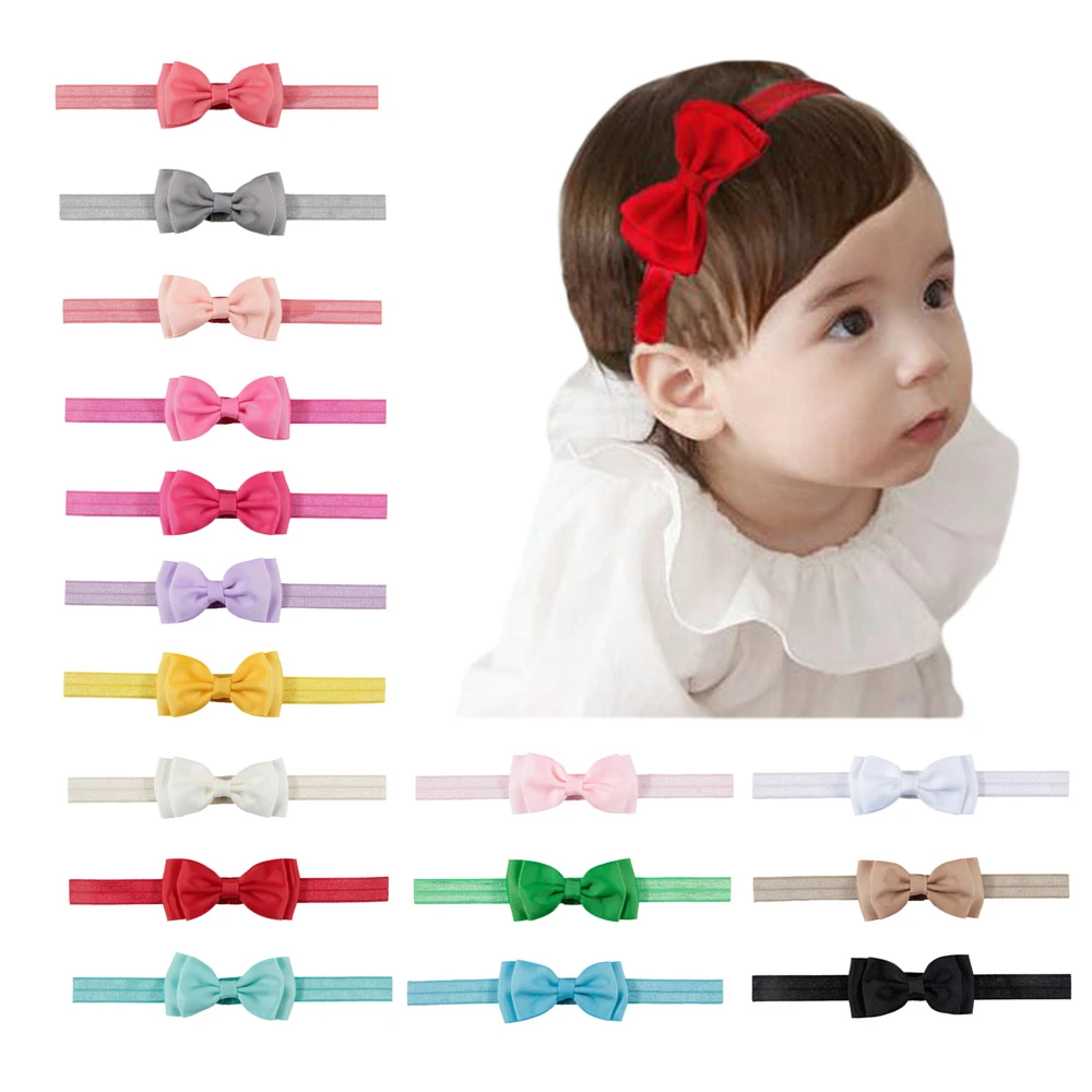 8*4cm Solid Baby Girls Grosgain Ribbon Bow Headband Toddler Bowknot Hairband Kids Hair Bow Accessories