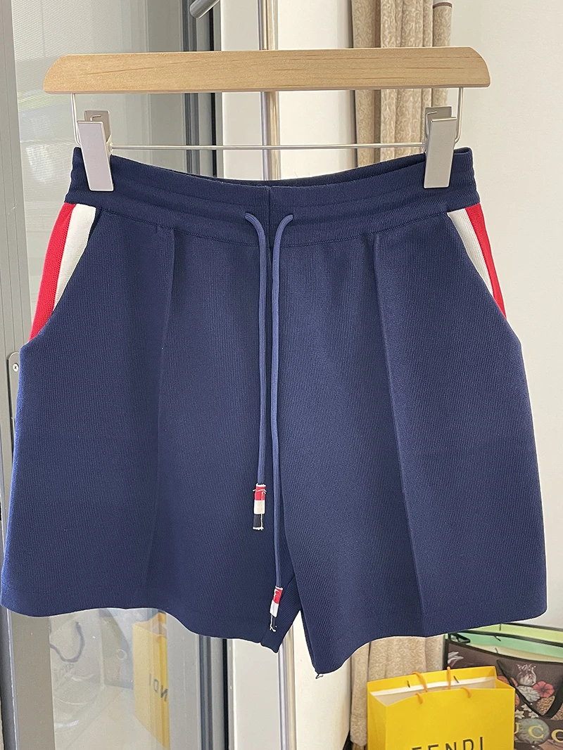 TB summer new casual loose ice silk knitted shorts college style age-reducing wild hot pants British pants