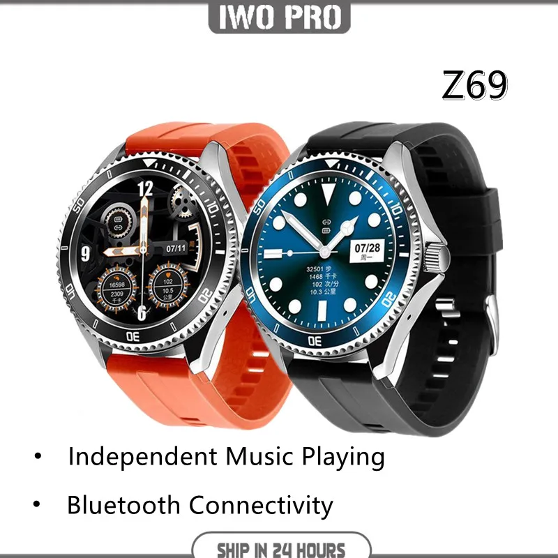 

Z69 Smart watches Women Men Bussiness Vintage Sport Fitness Bluetooth music Classic Full Round Screen Smartwatch For Android IOS