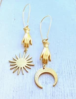 hang the sun and moon by hand asymmetric earrings celestial jewelry novel eardrop faddish men women friend gift new beautiful