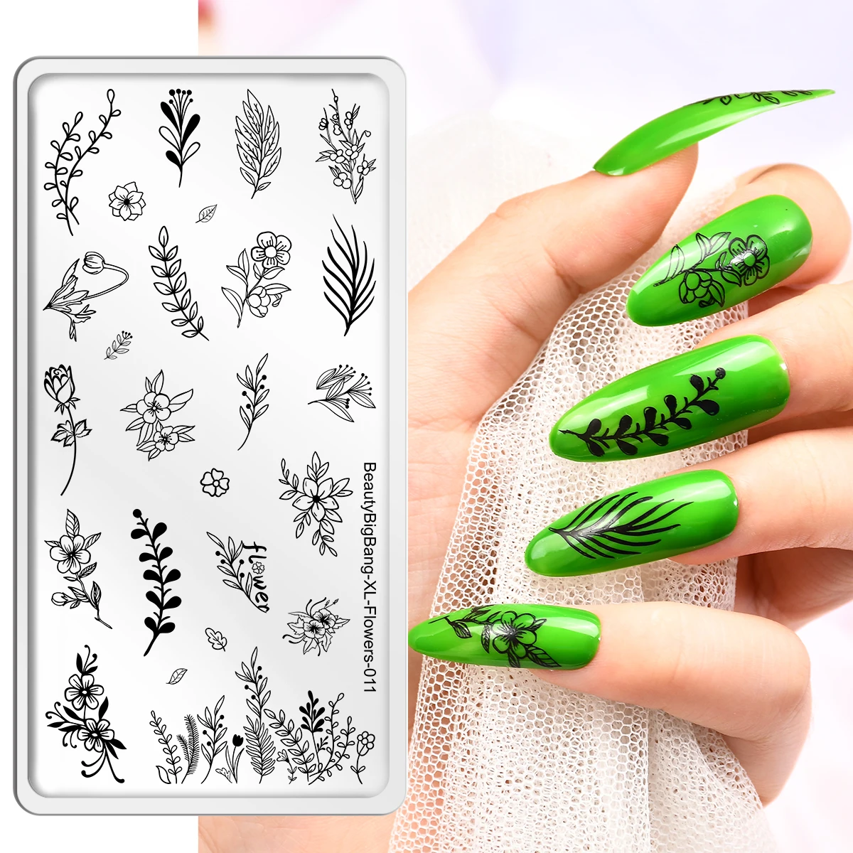 

BeautyBigBang Plants Flowers Nail Stamping Plates Lace Petals Plants Printing Stencil Manicure Nail Art Stamp Templates Raben