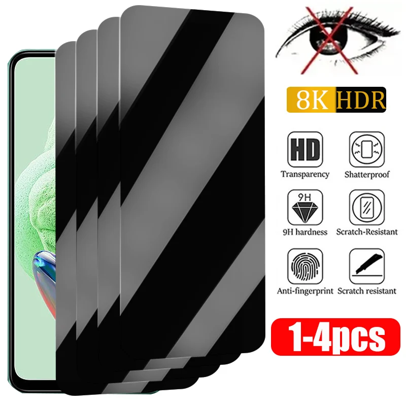1-4 Uds Protector de pantalla de privacidad para Xiaomi Redmi Note 12 11 10 13 14Pro 11S 9 8 7 Plus 5G 10S 9S vidrio antiespía para Redmi 10C 9A