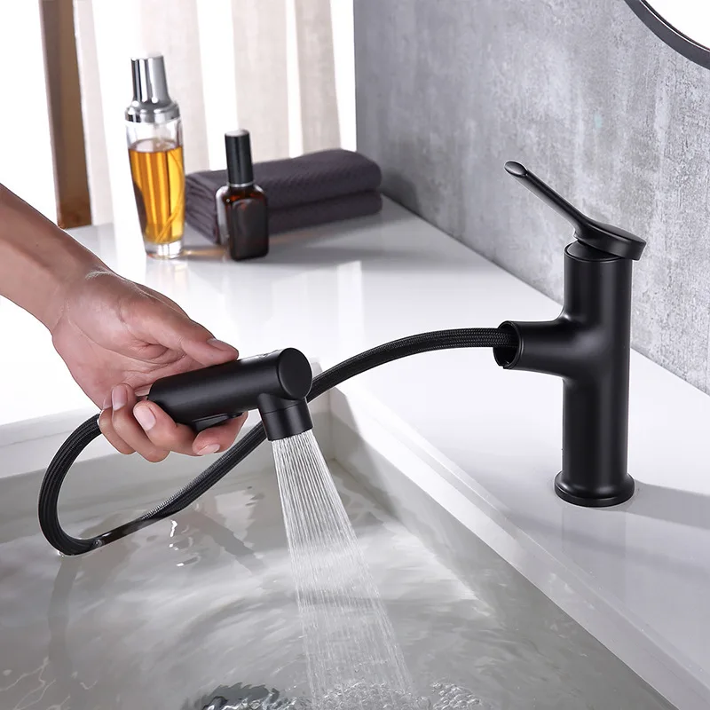 

Basin Faucet Modern Bathroom Mixer Tap Black/chrome Wash basin Faucet Single Handle Hot and Cold Waterfall Faucet