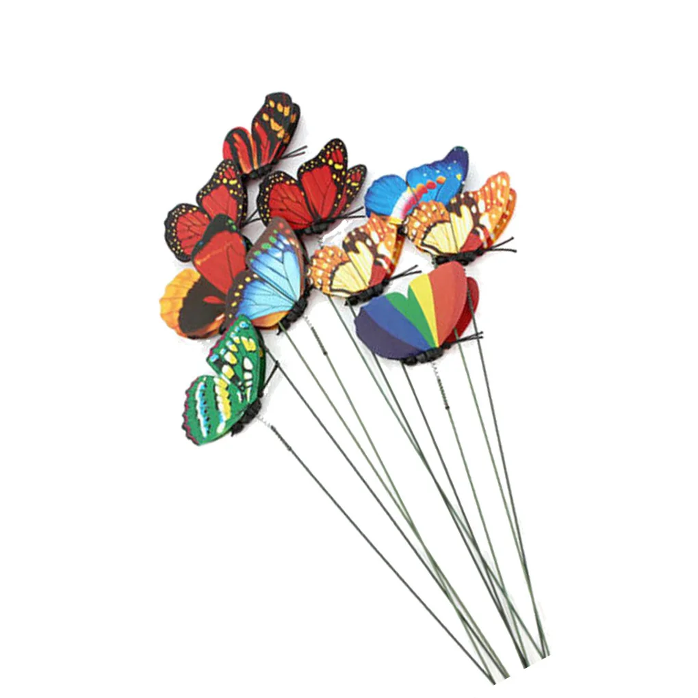 

10pcs Simulated Insect Shape Flower Arrangement Decoration Lifelike Flying Bug Ornament Insert Pole 7cm