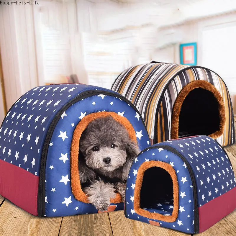 

New Warm Dog House Comfortable Print Stars Kennel Mat For Pet Puppy Top Quality Foldable Cat Sleeping Bed cama para cachorro