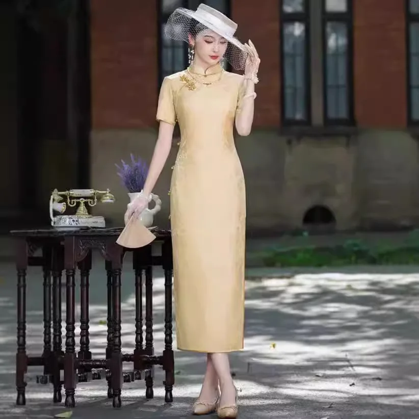 Высококачественное Cheongsam Qipao 2024 новое летнее улучшенное китайское платье из