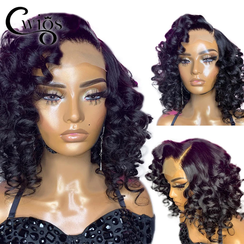

Loose Deep Wave Short Bob Pixie Cut Synthetic Natural Color 13X4 Lace Front Wigs For Women Heat Resistant Drag Queen Preplucked