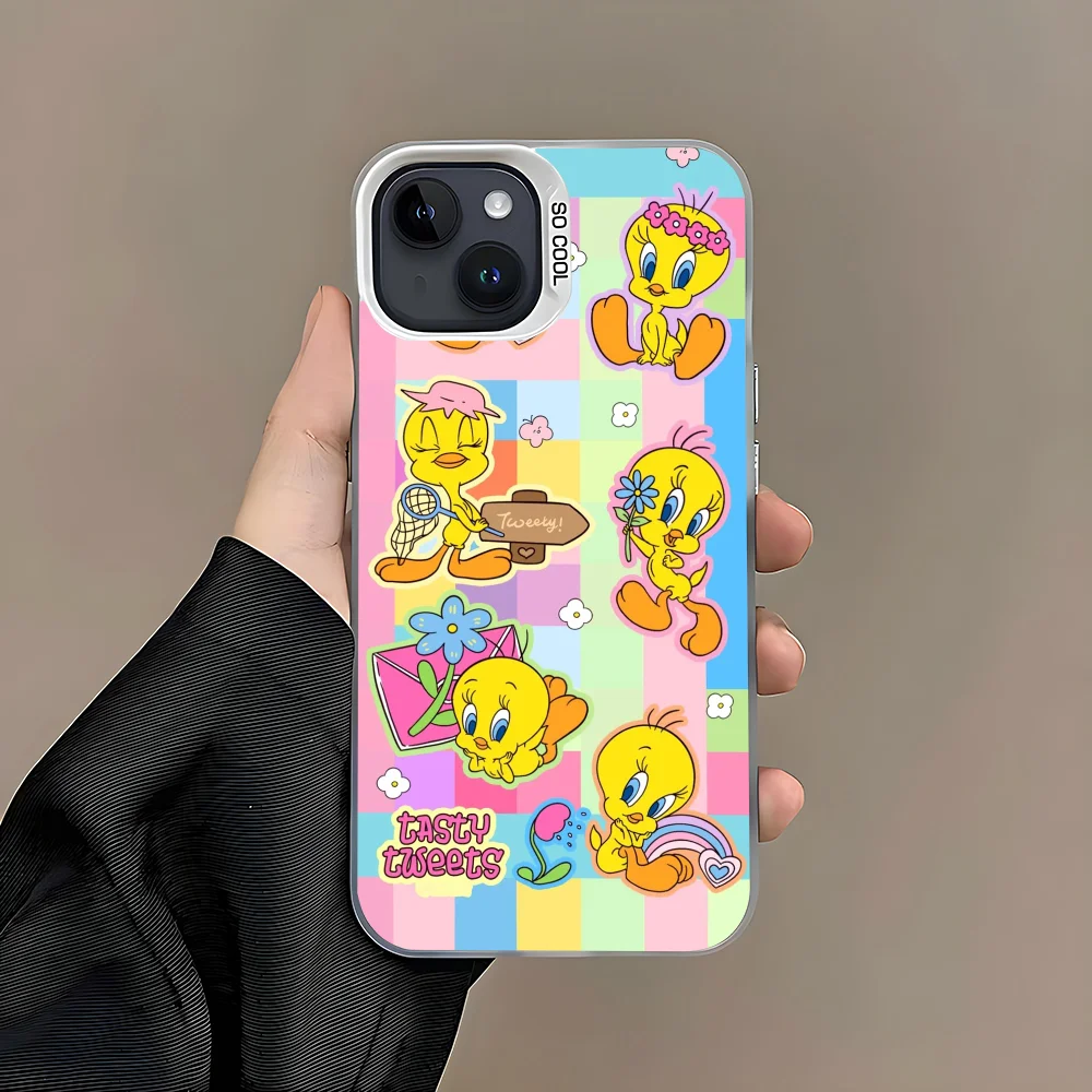 Милый чехол для телефона с изображением птиц T-Tweety iPhone 16 15 14 13 12 11 Pro Max белый