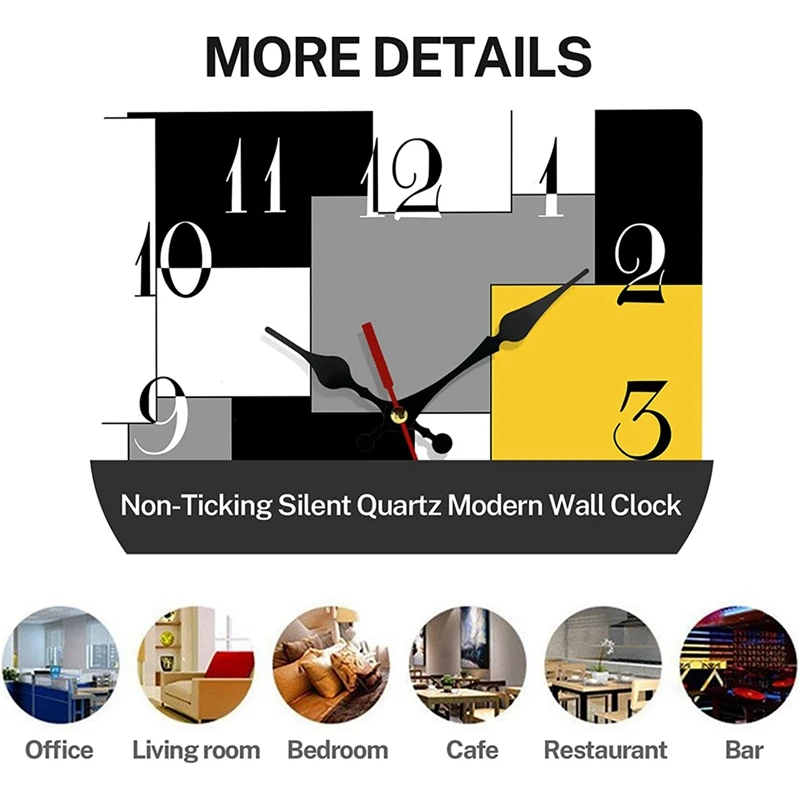 Цельные настенные часы бесшумные не тикающие абстрактные геометрические