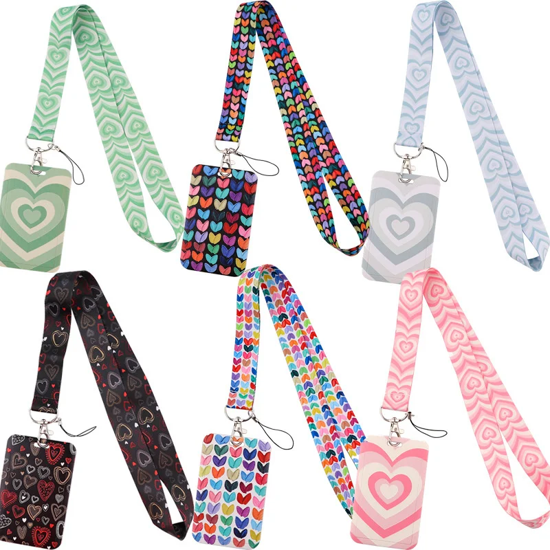 

Colorful Heart Name Badges ID Tag Holder Lanyard for Staff Nurse Work Card Cover Case Pass Access Card Sleeve with Neck Strap