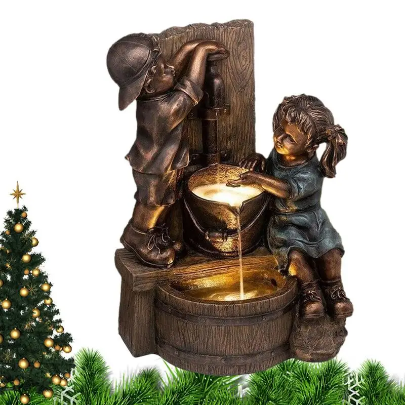 

Садовая скульптура, креативная скульптура, украшение из смолы, мальчик и девочка, играющая с бегущей водой, скульптура для сада, лужайки, двора, статуи