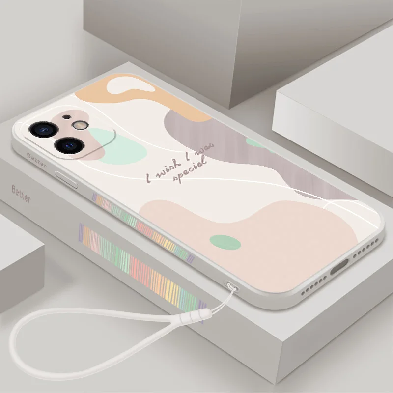 

Cute Flower Lanyard Case For iPhone 13 11 12 Mini Pro Max X XR XS Max 7 8 Plus SE2020 Camera Protection Soft Hand Strap Cover