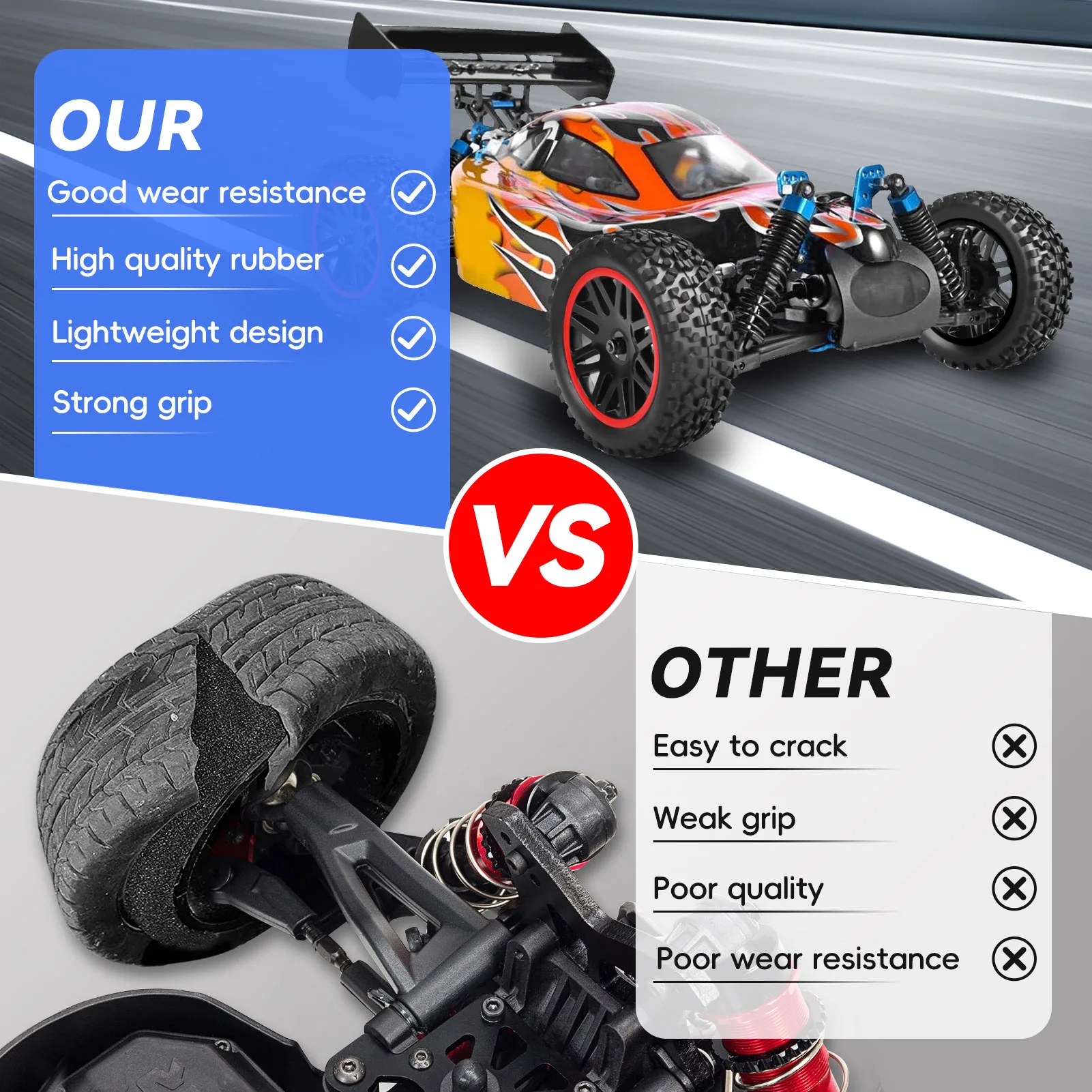 Комплект предварительно склеенных шин и колес HobbyPark для радиоуправляемых багги 110, высота 3,46 дюйма (88 мм), для Traxxas Bandit, Wltoys 144001, Losi, Redcat (art.: 3920dacc7bdac) - 3920dacc7bdac