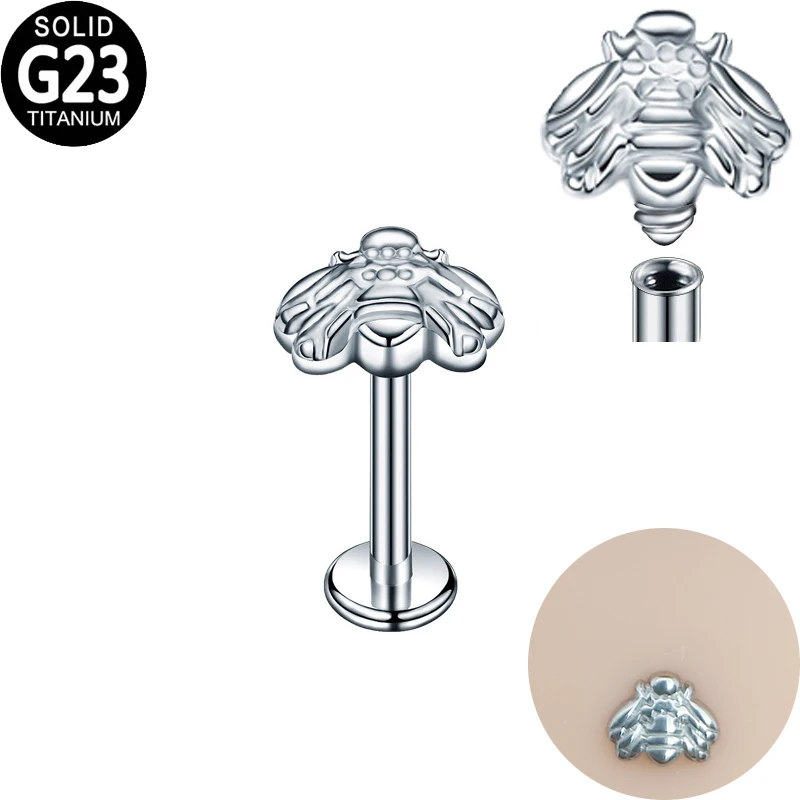 

G23 Titanium Lip Rings Piercing Bee Monroe Internal Thread Helix Ear Tragus Cartilage Earring Labret Lip Stud for Women Jewelry