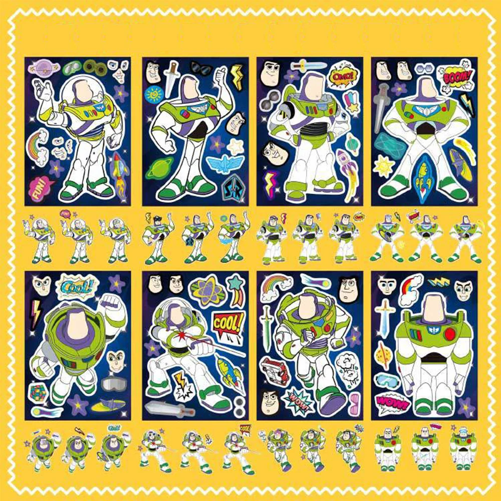 8/16 листов Disney Toy Story Make a Face Puzzle Stickers Базз Лайтер Дети Соберите игрушки-головоломки