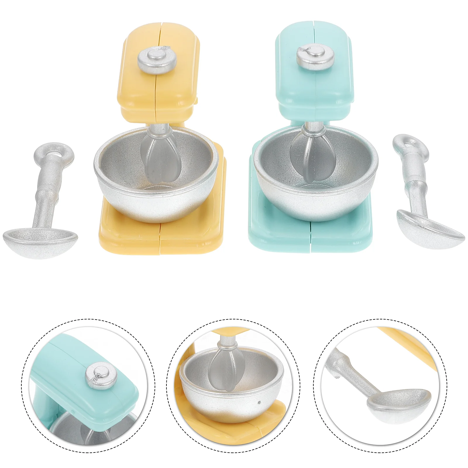 2 Sets Dollhouse Egg Mixer Blender Model Children's Toys Mini House Accessory Simulation Kitchen Plaything Decorate Abs