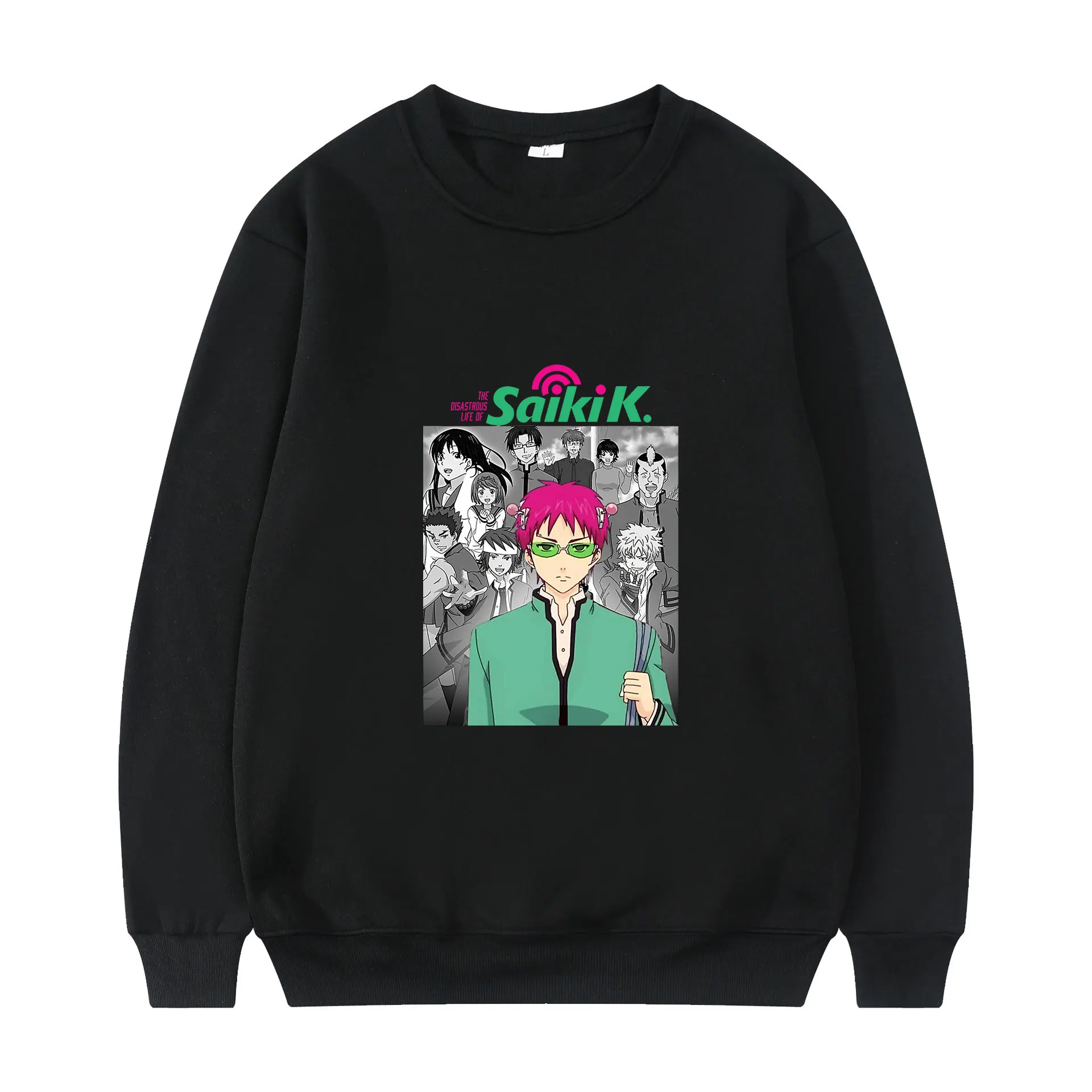 

Anime The Disastrous Life of Saiki K Saiki Kusuo Classic Comic Print Winter Long Sleeves Thick Loose Couple Crewneck Sweatshirt