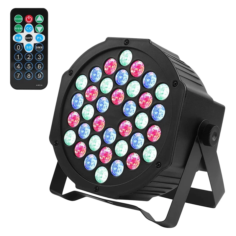 

Сценическое светодиодное освещение Par Lights, 36 светодиодов, 9 режимов, RGB-подсветка диджея со звуковой активацией, дистанционное управление DMX, ...