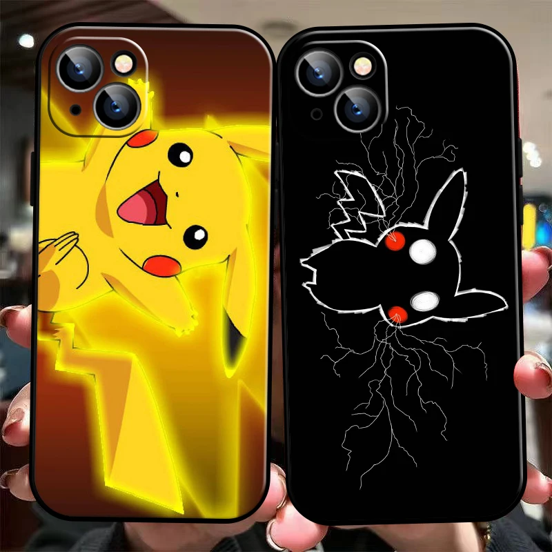 

Cute Cartoon Pokémon Phone Case For iPhone 11 13 12 Pro Max 12 13 Mini X XS XR MAX 5 6 7 8 Plus Black Silicone Cover Coque