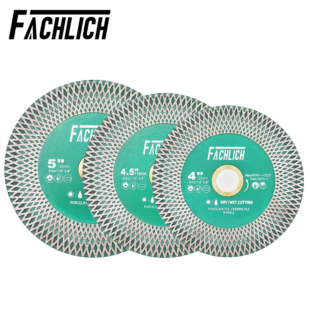 FACHLICH 1pc Dia105/115/125mm Diamond Cutting Disc Grinding Plate Marble Ceramic Tile Porcelain X Mesh Multifunction Saw Blade