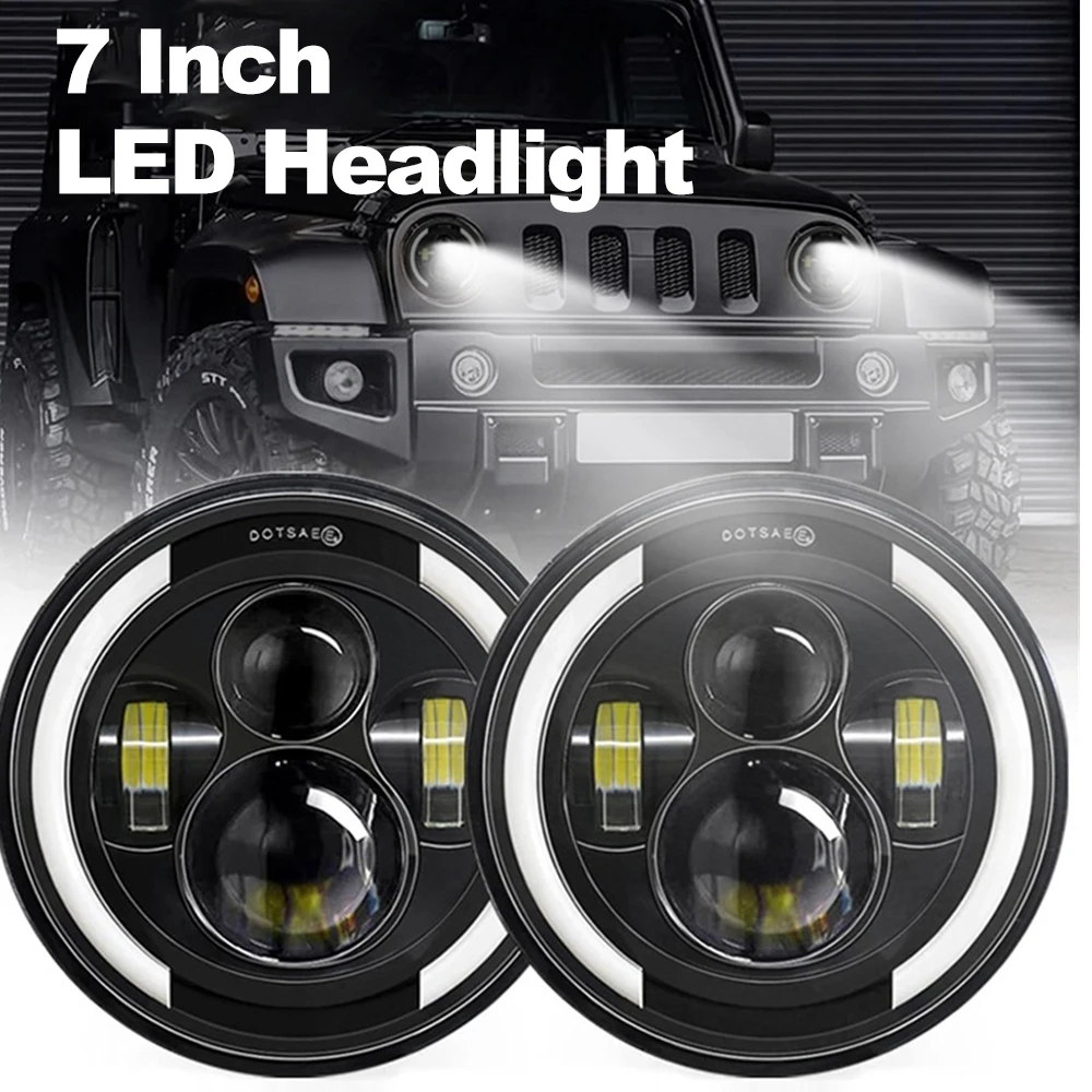 2X Car LED Headlight For Jeep Wrangler CJ JK TJ LJ 4300K/6000K 200W Waterproof Anti-Fog Headlight Lamps Kits Fog Driving Light