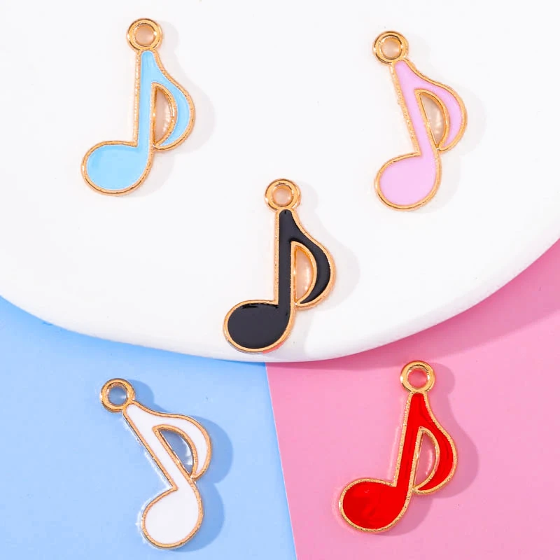 

20pcs Gold Color 13*22mm Enamel Cute Little Music Note Charm Pendant for Handmade Necklace Earrings Jewelry Making Accessories
